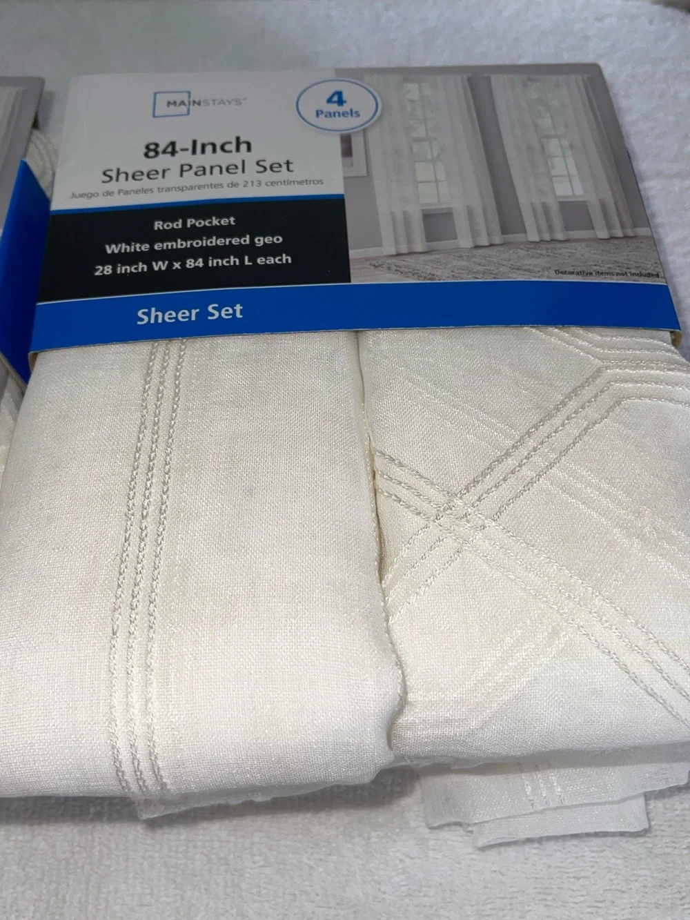 Mainstays White/Ivory Sheer Panel Set(s) - purchase includes all 3 sets!  NWT!